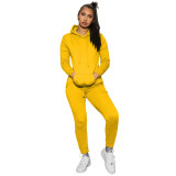 Women's Solid Hooded Sports Sweatsuit Two Pieces