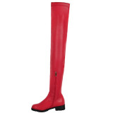 Stylish New Ladies PU Leather Flat Over Knee Boots