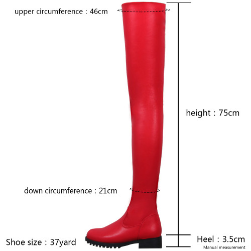 Stylish New Ladies PU Leather Flat Over Knee Boots