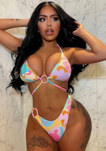 Ladies Print Sexy High Cut Bikini Set