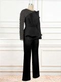 Mesh Patchwork Beaded Slim Fit Formal Party Jumpsuit