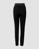 Black Pu Leather Patchwork Casual Pants