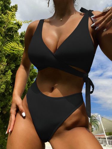 Black Sexy Cut Out One-Piece Swimsuit
