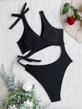 Black Sexy Cut Out One-Piece Swimsuit