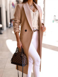 Womens Winter Long Sleeve Turndown Collar Button Long Coat