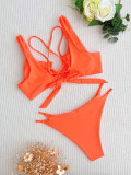 Orange Cutout Womens Sexy Bikini Set