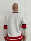 Women's Contrast Long Sleeve Knitting Cardigan Sweater