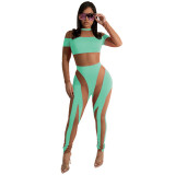Sexy Mesh Patchwork See-Through Tight Jumpsuit