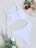 Solid Cut Out Asymmetric One-Piece Swimsuit