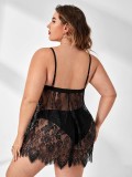 Plus Size Erotic lingerie Black Lace Temptation Sleeping Dress