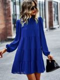 Women High Neck Long Sleeve Loose Dress