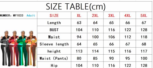 Gradient Print Long Sleeve Shirt Top & Pants Fashion Plus Size Two Piece Set