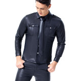 Men's PU Leather Game Uniform Shirt