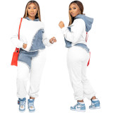 Women's Casual Print Patchwork Hoodies Sweatpants Two-Piece Set