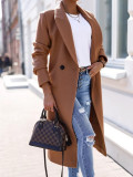 Womens Winter Long Sleeve Turndown Collar Button Long Coat