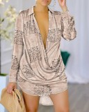 Women Fashion Print Long Sleeve Shirt Dress