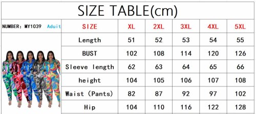 Plus Size Print Full Sleeve Zipper Jacket and Pants Casual Two Piece Set
