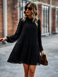 Women High Neck Long Sleeve Loose Dress