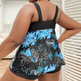 Tankini High Waist Plus Size Swimdres and Shorts Two Pieces Swimsuit
