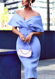 Chic Solid Color Sexy Off Shoulder Slim Fit Midi Dress
