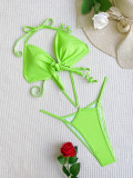 Green Bikini Lace Up One Piece Swimsuit