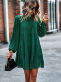 Women High Neck Long Sleeve Loose Dress