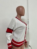 Women's Contrast Long Sleeve Knitting Cardigan Sweater