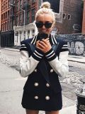 Sexy PU Leather Patchwork Baseball Uniform Double Breasted Blazer