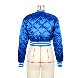 Solid Padded Baseball Jacket Top