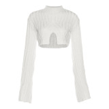Women's Fashion Flare Sleeve Knitting Cropped Sweater
