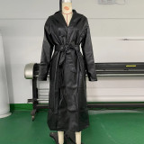 Fall Winter Women's PU Leather Long Coat