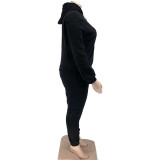 Plus Size Women's Print Casual Long Sleeve Hoodies Sweatpants 2PCS Set