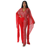 See-Through Rhinestone Sexy Nightclub Party Jumpsuit