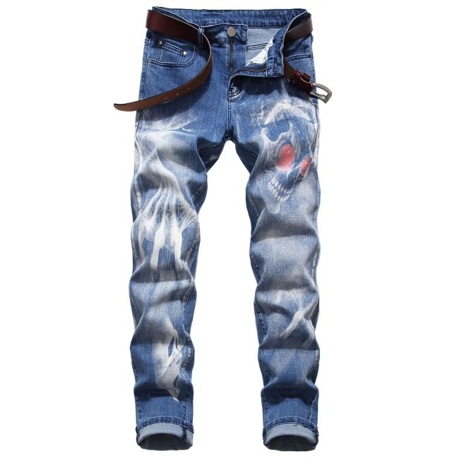 Street Style Trendy 3D Print Mens Jeans