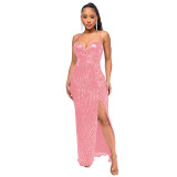 Fashion Sequin V-Neck Cami Long Evening Dress