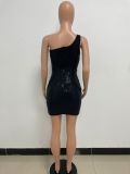 One Shoulder Sequin Bodycon Party Dress