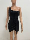 One Shoulder Sequin Bodycon Party Dress