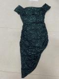 Sequin Off Shoulder Ruched Irregular Party Dress