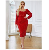 Plus Size Sequin Bodycon Midi Dress