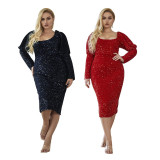 Plus Size Sequin Bodycon Midi Dress