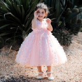 Little Girls Party Dress Pink Bow Princess Mesh Party Dress