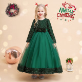 Kids Dresses Princess Dress Girls Sequin Long Dress Christmas Cosplay Costumes