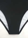 Black High Waist Sexy Lace Up Bikini Two Piece Swimwear