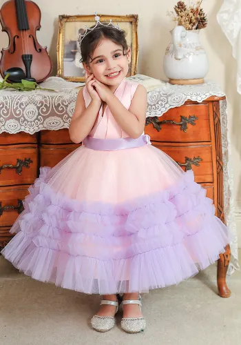 Children's Party Dresses Girls' Layered Mesh Ruffles Dress