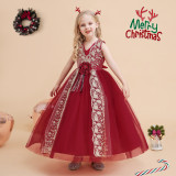 Girls Embroidered Dress Princess Dress Christmas Party Dress Kids Cosplay Dress