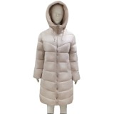 Winter Hooded Women's Button Padded Long Coat
