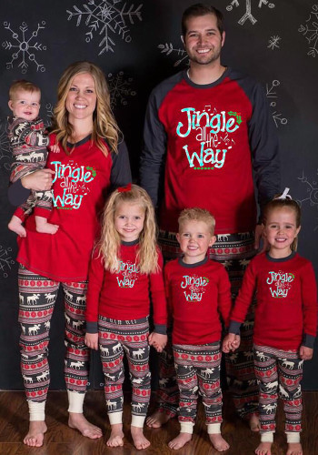 Family Clothing Parent-Child Outfit Christmas Print Pajamas Set