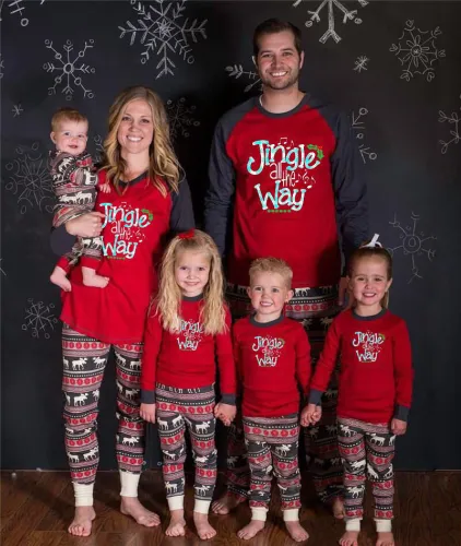 Family Clothing Parent-Child Outfit Christmas Print Pajamas Set
