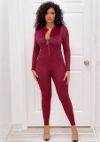 Women's Zip Up Tight Sexy Jumpsuit