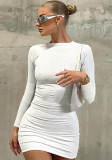 Women's Ribbed Slim Fit Long Sleeve Mini Dress